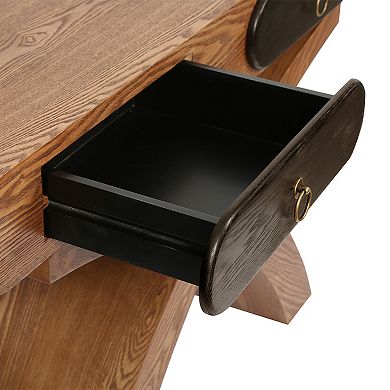 Console Table With Drawer Storage Ashwood Veneer And Cross Leg Structure For Entryway Dining Room
