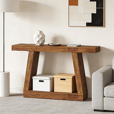 Multi Layer Entryway Console Table Natural Wood Material For Sofa Side And Corridor Placement
