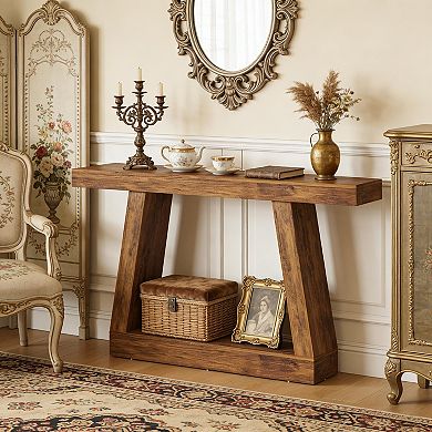 Multi Layer Entryway Console Table Natural Wood Material For Sofa Side And Corridor Placement