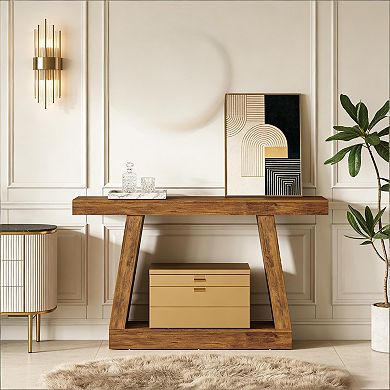 Multi Layer Entryway Console Table Natural Wood Material For Sofa Side And Corridor Placement
