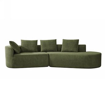 Curved Sectional Sofa with High Density Foam and Chaise Lounge for Living Room