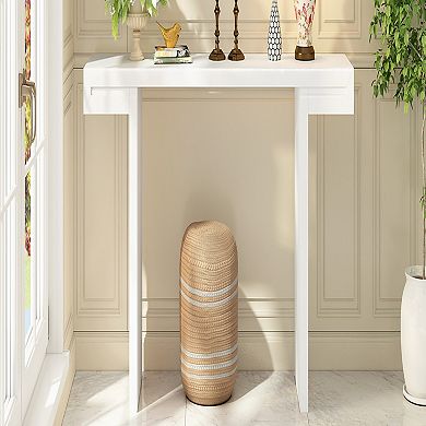 Long Entryway Console Table With Geometric Lines And Adjustable Feet For Indoor Household Areas
