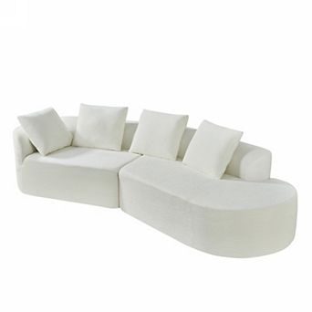 Curved Sectional Sofa with High Density Foam and Chaise Lounge for Living Room