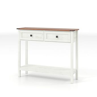 Console Table With Dual Drawer And Bottom Shelf Wooden Storage Build For Entryway Hallway
