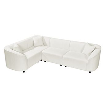 Curved Sectional Sofa with Boucle Upholstery and Four Seat Capacity