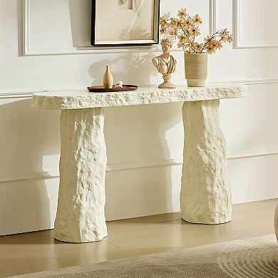 Console Table With Imitation Stone Top Irregular Leg Structure For Hallway And Living Room