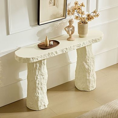 Console Table With Imitation Stone Top Irregular Leg Structure For Hallway And Living Room