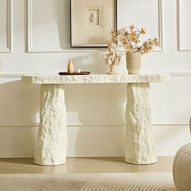 Console Table With Imitation Stone Top Irregular Leg Structure For Hallway And Living Room