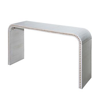 Curved Waterfall Console Table With Bead Detail Wooden Build For Office Hallway And Indoor Spaces