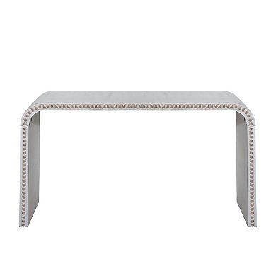 Curved Waterfall Console Table With Bead Detail Wooden Build For Office Hallway And Indoor Spaces