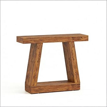 Dual Tier Console Table Sturdy Wood Frame Structure For Hallway Entryway Daily Household Use