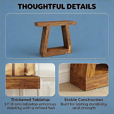 Dual Tier Console Table Sturdy Wood Frame Structure For Hallway Entryway Daily Household Use