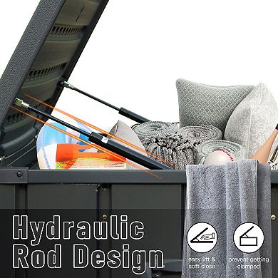 Lockable Outdoor Deck Box Waterproof Enclosed Construction For Patio Pillows And Yard Supplies