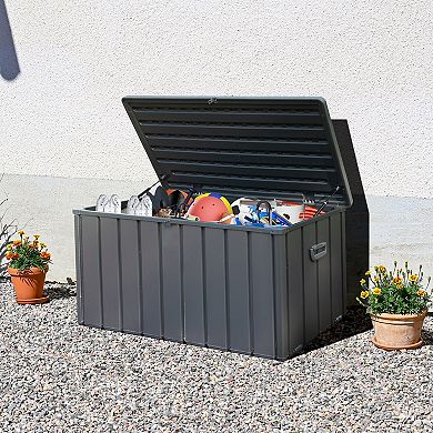 Lockable Outdoor Deck Box Waterproof Enclosed Construction For Patio Pillows And Yard Supplies