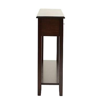 Wood Veneer Console Table With Drawer And Shelf Storage Integrated Structure For Living Room Use
