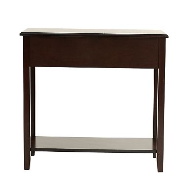 Wood Veneer Console Table With Drawer And Shelf Storage Integrated Structure For Living Room Use