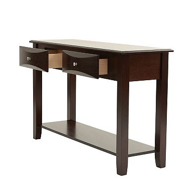 Wood Veneer Console Table With Drawer And Shelf Storage Integrated Structure For Living Room Use