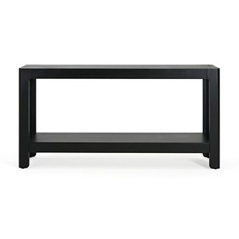 Wood Veneer Console Table With Rounded Corner Contour Smooth Surface For Indoor Furnishing