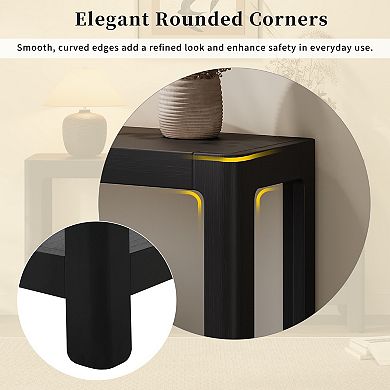 Wood Veneer Console Table With Rounded Corner Contour Smooth Surface For Indoor Furnishing
