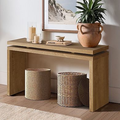 Wood And MDF Console Table With Suspended Board Design Retro Structure For Living Room And Hallway