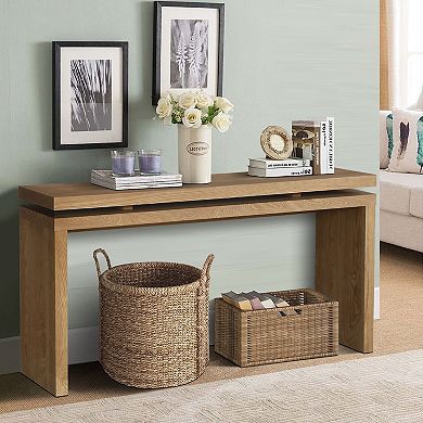 Wood And MDF Console Table With Suspended Board Design Retro Structure For Living Room And Hallway