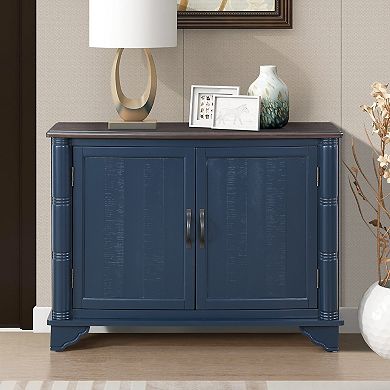 Console Table With Adjustable Storage Shelf Wooden Frame Construction For Hallway Foyer Living Room