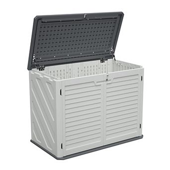 Horizontal Outdoor Storage Shed Thick Hdpe Material Weather Resistant For Garden Backyard Space