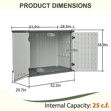 Horizontal Outdoor Storage Shed Thick Hdpe Material Weather Resistant For Garden Backyard Space