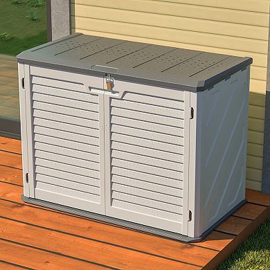 Horizontal Outdoor Storage Shed Thick Hdpe Material Weather Resistant For Garden Backyard Space