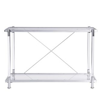 Glass And Metal Console Table Transparent Panel Structure For Bedroom Living Room Daily Placement