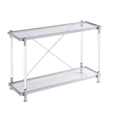 Glass And Metal Console Table Transparent Panel Structure For Bedroom Living Room Daily Placement