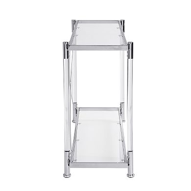 Glass And Metal Console Table Transparent Panel Structure For Bedroom Living Room Daily Placement