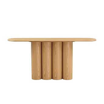 Console Table With Cylinder Shaped Leg Support Stable Wooden Frame For Indoor Entryway Furnishing