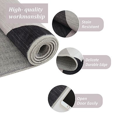 Machine Washable Plaid Checkered Design Non-Slip Rubberback Runner Rug