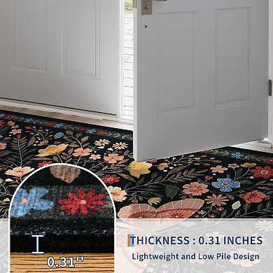 Washable Collapsible Area Rug - Polyester Pearl Suede-like, Country-Style Butterfly Design