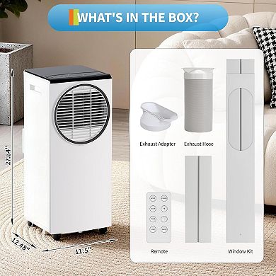 8000 BTU Portable Air Conditioner, 3-in-1 Cool/Dehumidifier/Fan AC Unit with Remote & 24H Timer