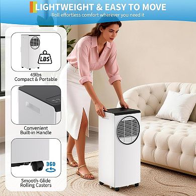 8000 BTU Portable Air Conditioner, 3-in-1 Cool/Dehumidifier/Fan AC Unit with Remote & 24H Timer