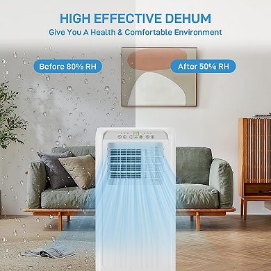 10,000 BTU Portable Air Conditioner, 3-in-1 Cooling Fan Dehumidifier, Remote Control