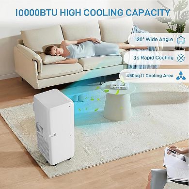 10,000 BTU Portable Air Conditioner, 3-in-1 Cooling Fan Dehumidifier, Remote Control