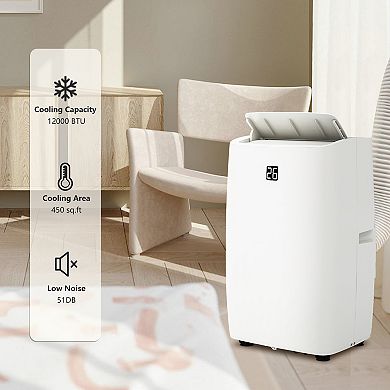 12000 BTU Portable Air Conditioner, 4-in-1 Quiet AC Unit with Cooling, Fan, Dehumidify