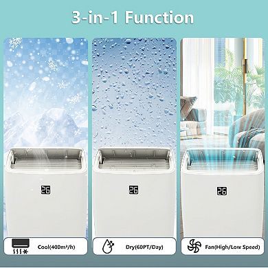 12000 BTU Portable Air Conditioner, 4-in-1 Quiet AC Unit with Cooling, Fan, Dehumidify