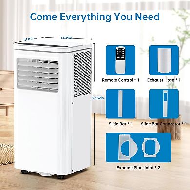 8000 BTU Portable Air Conditioners, 3 in 1 Quiet AC Unit with Cool, Dry and Fan Modes, Easy Mobility
