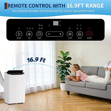 12000 BTU Portable Air Conditioner, 3-in-1 Indoor AC Unit with Cooling, Dehumidifier, Fan