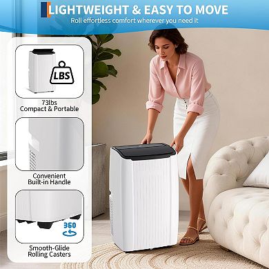 12000 BTU Portable Air Conditioner, 3-in-1 Indoor AC Unit with Cooling, Dehumidifier, Fan