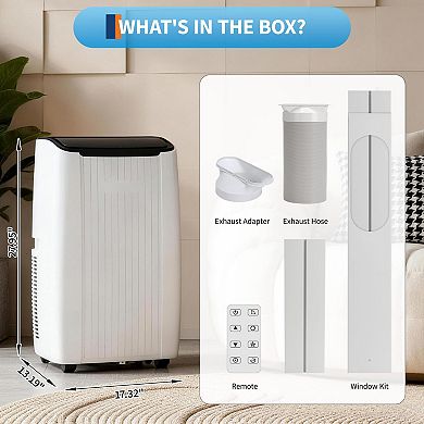 12000 BTU Portable Air Conditioner, 3-in-1 Indoor AC Unit with Cooling, Dehumidifier, Fan