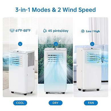 Portable Air Conditioners 8000 BTU, Energy Efficient AC Unit with Remote Control, 24H Timer