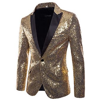 Men's Sequin Performance Blazer Elegant Event Suit Jacket