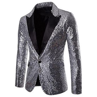 Men's Sequin Performance Blazer Elegant Event Suit Jacket
