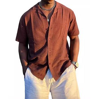 Men's Hawaiian Resort Shirt Casual Button-Down Holiday Top