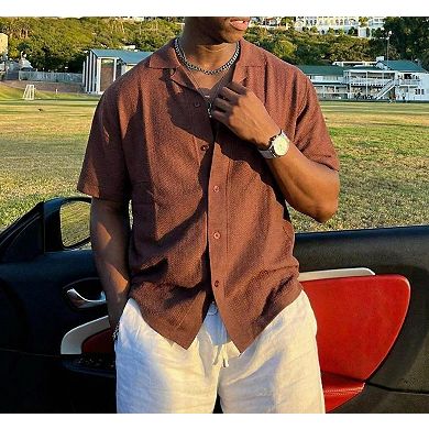 Men's Hawaiian Resort Shirt Casual Button-Down Holiday Top